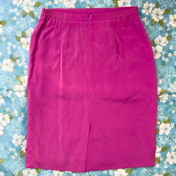 90s Magenta Silk Crepe Satin Mini Skirt - Picture 7 of 11